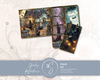 Spooky Reflections Folio Kit, Gothic Witch Halloween Trifold Journal, 2024, S12