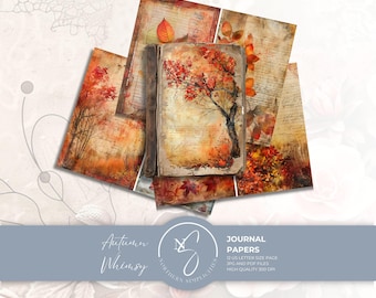 Autumn Whimsy Journal Papers, Fall Vintage Scrapbook Paper Set, 2024, A9
