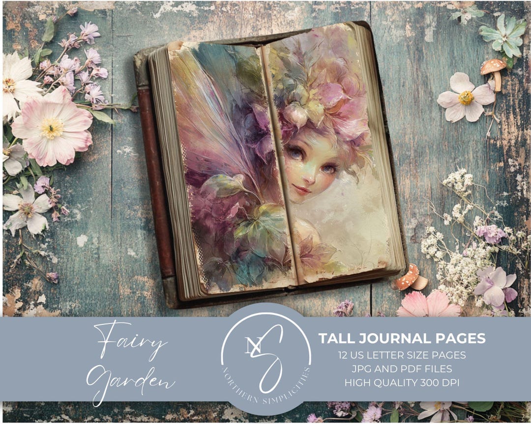 Fairy Garden Tall Journal Pages for Digital Junk Journal DIY With ...