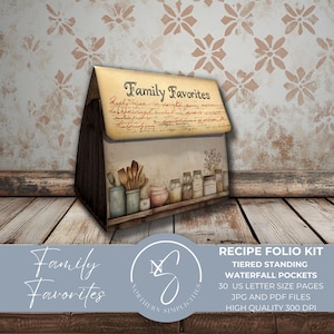 Familie Favoriten Rezept Folio Kit Printable Vintage Küche Ephemera Organizer, 2026