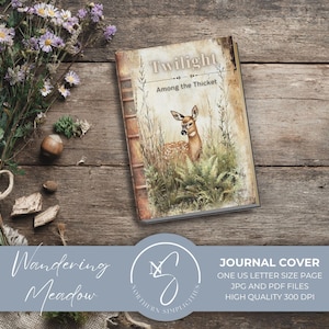 La couverture de journal Wandering Meadow comprend des couvertures de livres anciennes pour un animal des bois, des kits de journaux indésirables et des kits de créations manuelles imprimables, W36, 2025