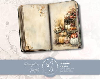 Pumpkin Patch Journal Pages, Antique Style Fall Junk Journal Printable, 2025, P44
