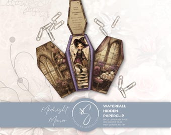 Midnight Manor Luna Waterfall Hidden Paperclip, Witch Coffin Tag Kit, 2026, M68