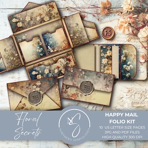 Kit Happy Mail Folio di Floral Secrets, una busta tascabile per diari di effimeri romantici, un'idea regalo perfetta o una lettera per posta ordinaria, 2025