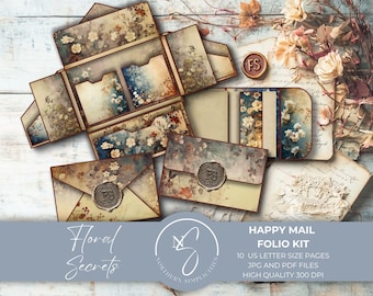 Floral Secrets Happy Mail Folio Kit, a pocket envelope for romantic ephemera junk journals, a perfect gift idea or snail mail letter, 2025