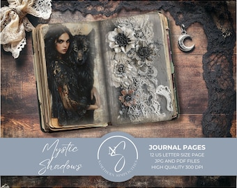 Mystic Shadows Junk Journal Pages: Gothic Wolf Printable, 2024