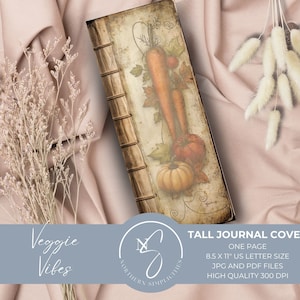 Couvertures de livre vintage Veggie Vibes, couverture de livre imprimable grande et maigre, journal végétarien éphémère de jardin et jardinage vintage, 2024, V7