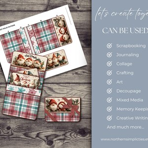 Kit de bolsillo Merry Message con gnomos navideños, una tarjeta desplegable para tu diario creativo o como portatarjetas de regalo navideñas, M54, 2025 imagen 3
