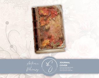 Autumn Whimsy Journal Cover, Vintage Fall Leaves and Acorns Design, 2024, A9