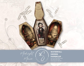 Midnight Manor Vincent Waterfall Hidden Paperclip, Gothic Vampire Coffin Kit, 2026, M68