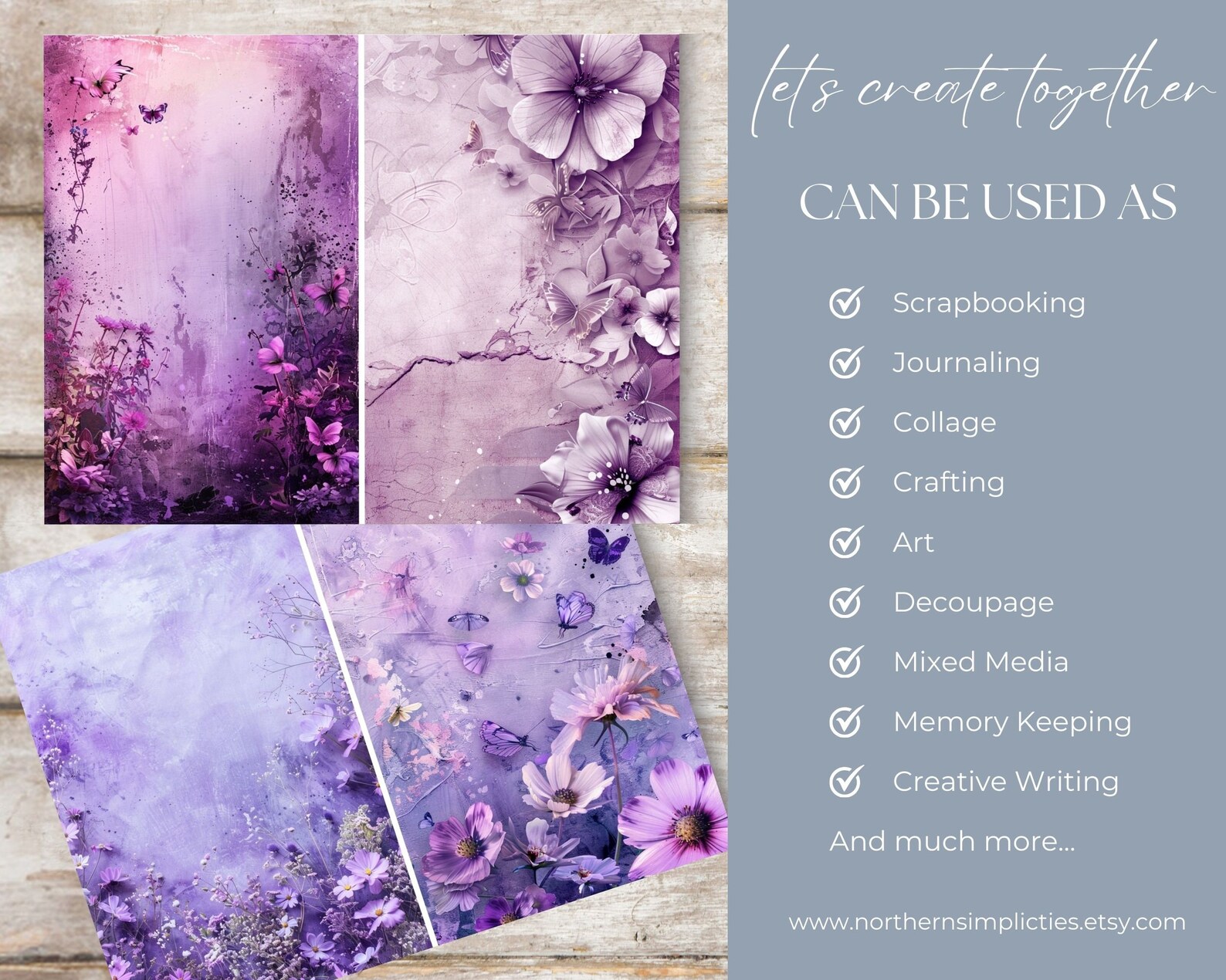 Purple Dream Junk Journal Kit - Printable Journal Pages, Vintage ...
