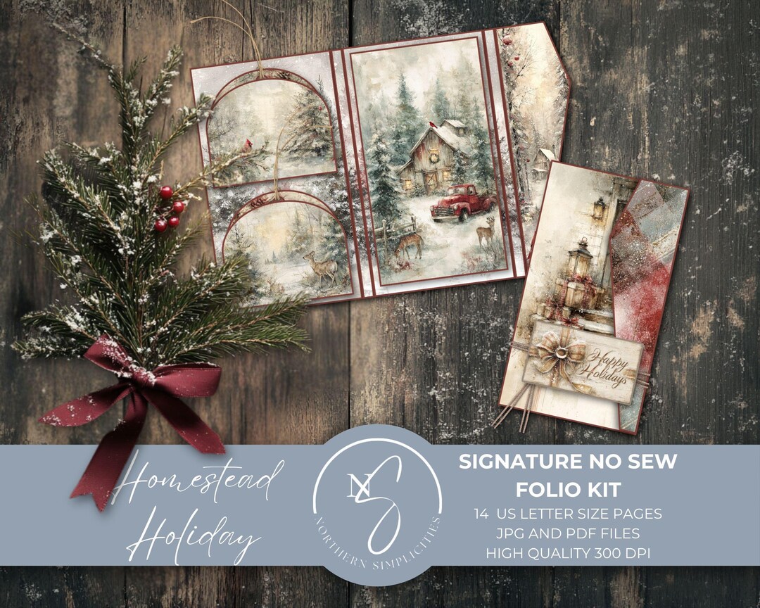 Homestead Holiday Folio Kit Rustic Christmas Junk Journal With No Sew ...