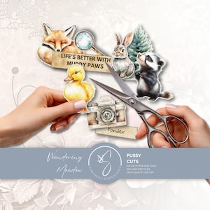 Wandering Meadow Printable Fussy Cuts, Woodland Animal Ephemera Journal Quotes, 2025, W36