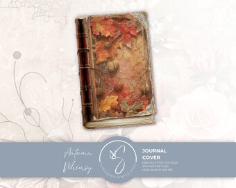 Autumn Whimsy Journal Cover, Vintage Fall Leaves and Acorns Design, 2024, A9