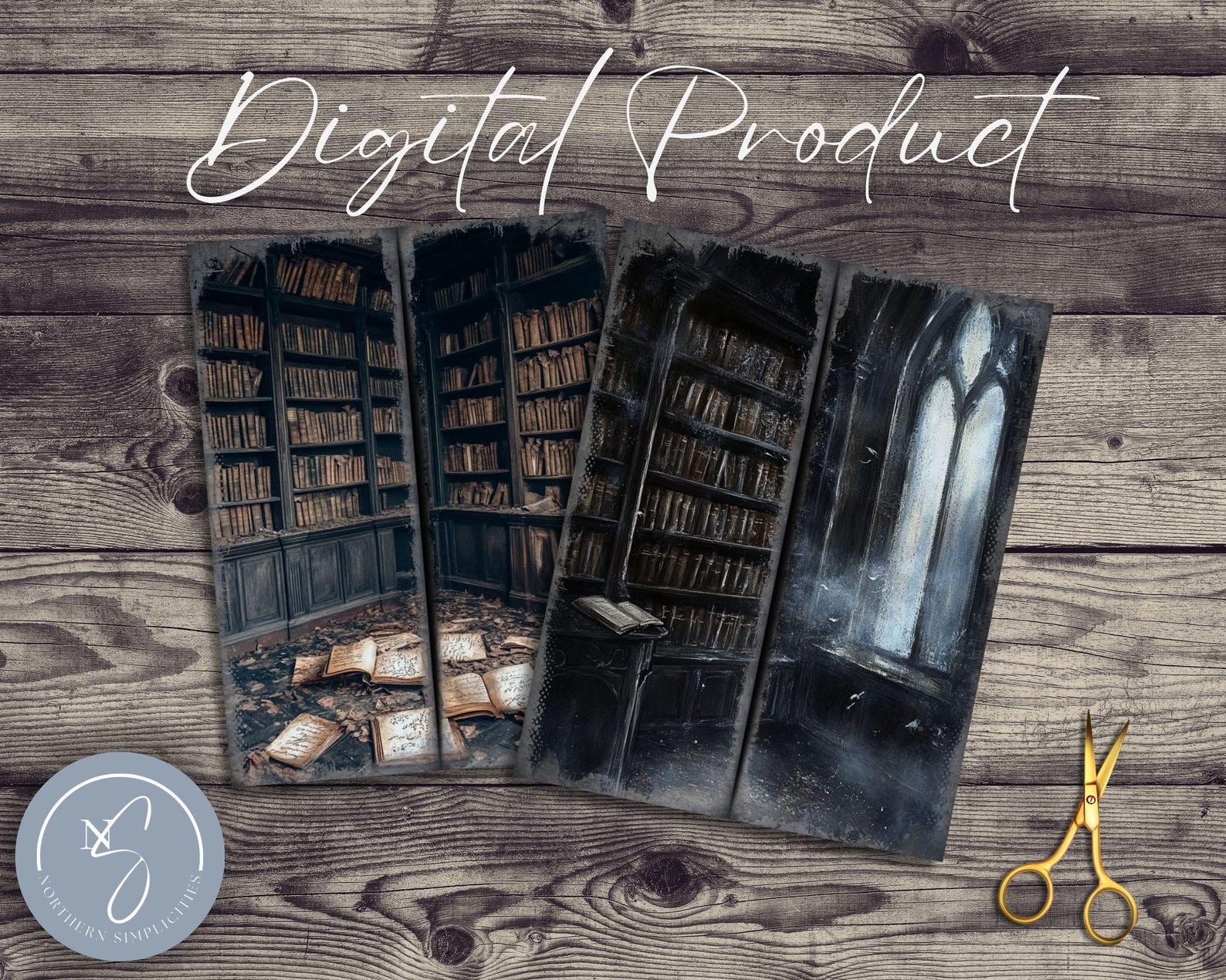 Library of Shadows Tall Journal Pages for Printable Dark Academia Junk ...