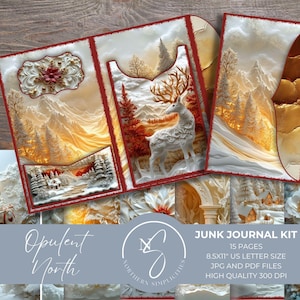 Opulentes Christmas Junk Journal Kit - Vintage Weihnachtsephemera & bedruckbares Folio, digitaler Download für Urlaub, 2024