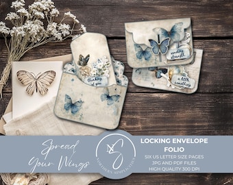 Kit de sobre con cierre "Extiende tus alas", mini folio con mariposas, Happy Mail, 2026