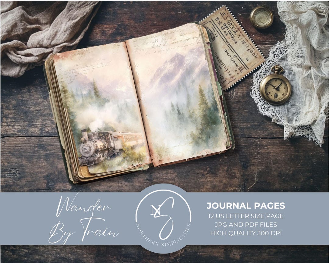 Wander by Train Journal Pages for Vintage Travel Junk Journals, 2026 ...