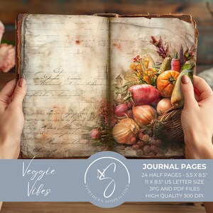 Pages de journal indésirable Veggie Vibes, éphémères de jardinage vintage, jardin imprimable, fleur, légume numérique, kit de primes d'été, 2024, V7