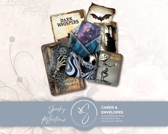 Spooky Reflections Gothic Journal Cards & Envelopes, Halloween Ephemera, Witch Hocus Pocus, 2024, S12