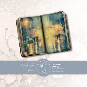 Midnight Rain Printable Journal Pages Moody Vintage Ephemera, 2026