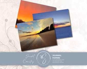 Sunset Country Journal Papers, Personal Northern Lake Sunset Photography Printable Scrapbook Pages, 2025