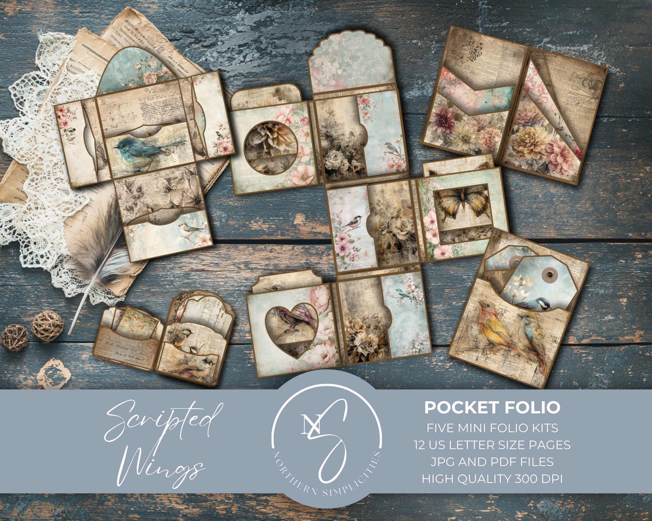 Scripted Wings Pocket Folio, Mini Vintage Pockets and Tag Inserts ...