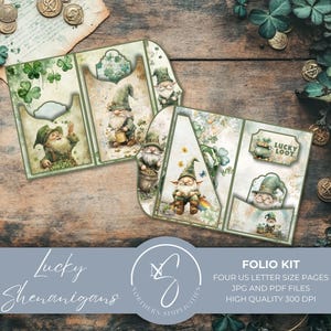 Lucky Shenanigans Folio Kit è un kit di diario di cianfrusaglie festoso con tasche con effimeri irlandesi e pagine vintage di folletti, 2025, L25