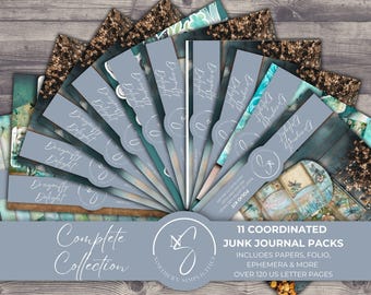 BUNDEL Dragonfly Delight: vintage junk-journaalbundel, digitale collagevellen, afdrukbare ephemera en meer! D1