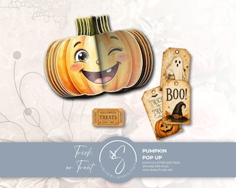 Trick or Treat Ephemera, Halloween 3D Pop Up Pumpkin Junk Journal Insert, 2026