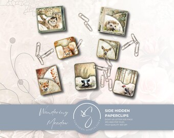 Wandering Meadow Printable Side Hidden Paperclips, Woodland Animal Ephemera Pockets, 2025, W36