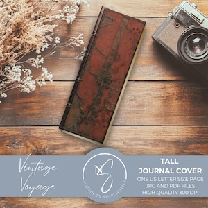 Vintage Voyage Tall and Skinny Junk Journal Cover: antieke boekomslagen voor kunsttijdschriften, scrapbooking en meer - digitale download, 2024, V2