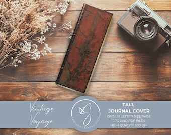 Vintage Voyage Tall and Skinny Junk Journal Cover: Antique Book Covers for Art Journals, Scrapbooking, and More - Digital Download, 2024, V2