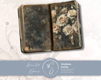 Haunted Blooms Journal Pages, Dark Gothic Halloween Floral Scrapbook Printable, 2024, H10