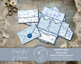 Pocketful of Posies Happy Mail Folio Kit with DIY Junk Journal Insert Printable, Floral Ephemera, Gift Card and Pocket Envelope, 2025