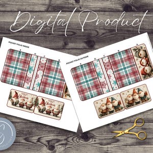Kit de bolsillo Merry Message con gnomos navideños, una tarjeta desplegable para tu diario creativo o como portatarjetas de regalo navideñas, M54, 2025 imagen 2