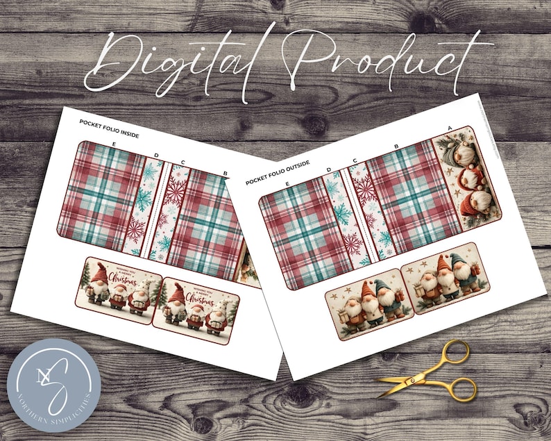 Kit de bolsillo Merry Message con gnomos navideños, una tarjeta desplegable para tu diario creativo o como portatarjetas de regalo navideñas, M54, 2025 imagen 2