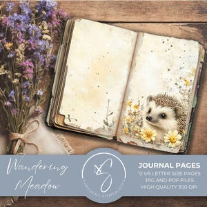Pages de journal Wandering Meadow avec des pages imprimables du kit de journal indésirable des animaux des bois, un téléchargement numérique pour un album imprimable, W36, 2025