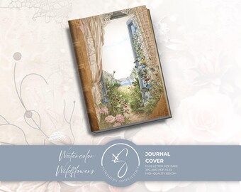 Watercolor Wildflower Journal Cover, Vintage Floral Garden Hummingbird Printable for Junk Journals, 2024, WW3