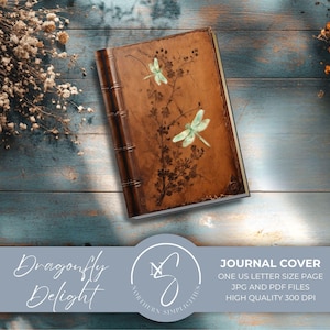Dragonfly Delight, vintage ongewenste tijdschriftomslagen, antieke afdrukbare harde boekomslag, libellen dagboekpapier kortstondig, 2024, D1