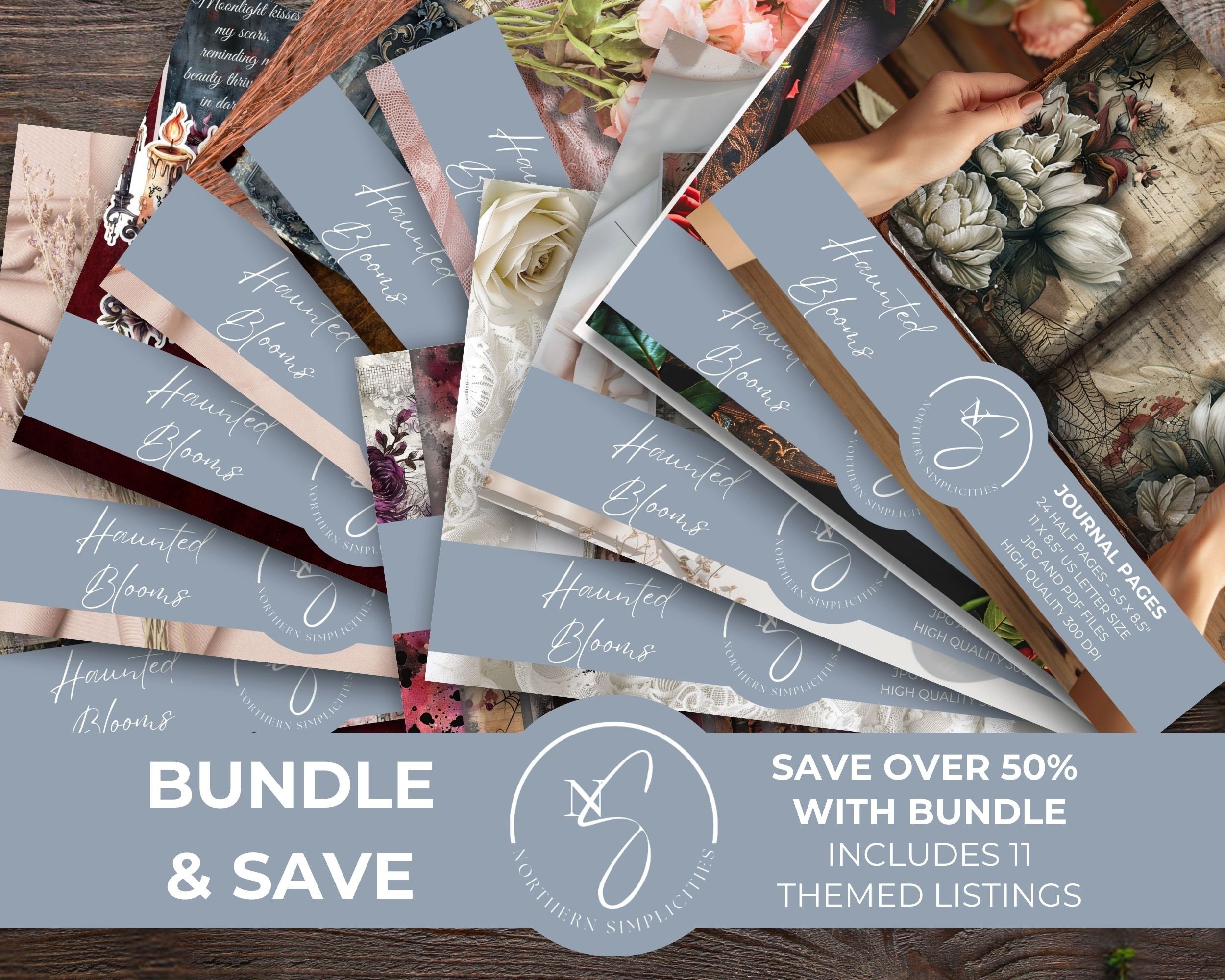 BUNDLE Haunted Blooms Mega Bundle: Halloween Ephemera, Vintage Gothic Junk Journal Pages, Digital Download for Scrapbook Papers, H10
