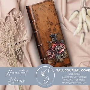 Haunted Blooms Tall and Skinny vintage boekomslagen, junkjournals, antieke gotische printables, kortstondige Halloween, digitaal, 2024, H10