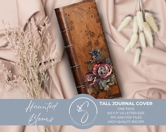 Haunted Blooms Tall and Skinny Vintage Book Covers, Junk Journals, Antique Gothic Printables, Halloween Ephemera, Digital, 2024, H10