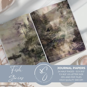Fish Stories:  Scrapbook Pages, Junk Journal Kit, Digital Download Printable Papers | Vintage Ephemera and Fishing Collage Supply, 2024, F6