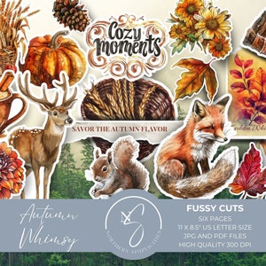 Autumn Whimsy Fussy Cut Ephemera with Words and Phrases, perfect for fall and Autumn Junk Journal or Scrapbooking Paper, 2024, A9