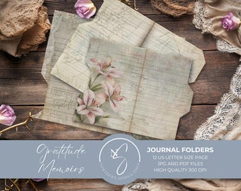 Gratitude Memoirs Journal Folders, Vintage Ephemera, 2024