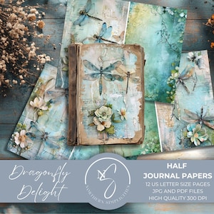 Dragonfly Delight, Watercolor Printabable Junk Journal Digi Kit Scrapbook, Card Making, Ephemera Pages, Kits for Creative Crafting, 2024, D1