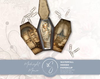 Midnight Manor Willow Waterfall Hidden Paperclip, Gothic Ghost Coffin Tag, 2026, M68