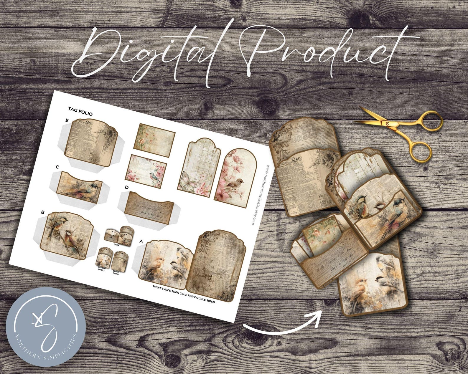 Scripted Wings Pocket Folio, Mini Vintage Pockets and Tag Inserts ...