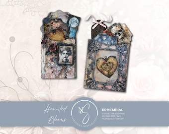 Haunted Blooms Ephemera, Gothic Victorian Halloween Die Cuts, 2024, H10
